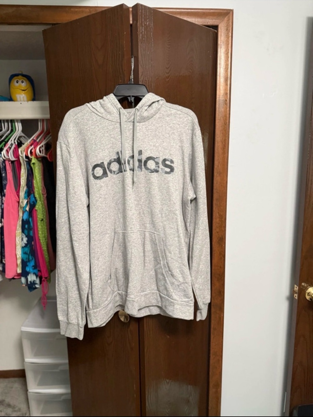 adidas Light Gray Hoodie with Black Logo